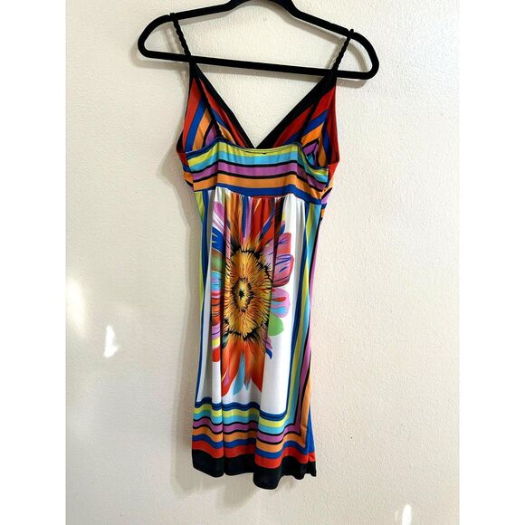 123 BOHO Hippie Junior's Multicolor Sundress Size M Daisy Print - Picture 3 of 4